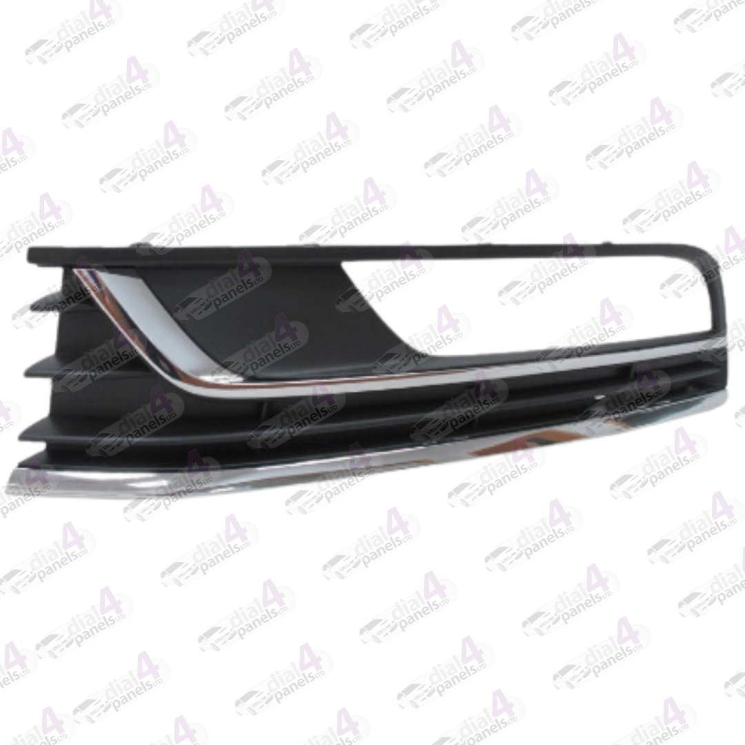 VOLKSWAGEN PASSAT 2011-2014 FRONT BUMPER GRILLE WITH FOG LAMP HOLE & 2 CHROME MOULDING LEFT 3AA854661A9B9