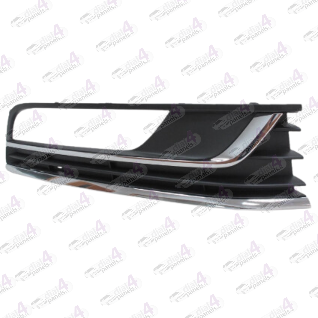 VOLKSWAGEN PASSAT 2011-2014 FRONT BUMPER GRILLE WITH FOG LAMP HOLE & 2 CHROME MOULDING RIGHT 3AA854662A9B9